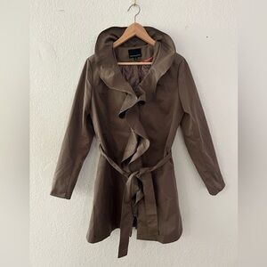 Cynthia Rowley Brown Ruffle Trench Coat